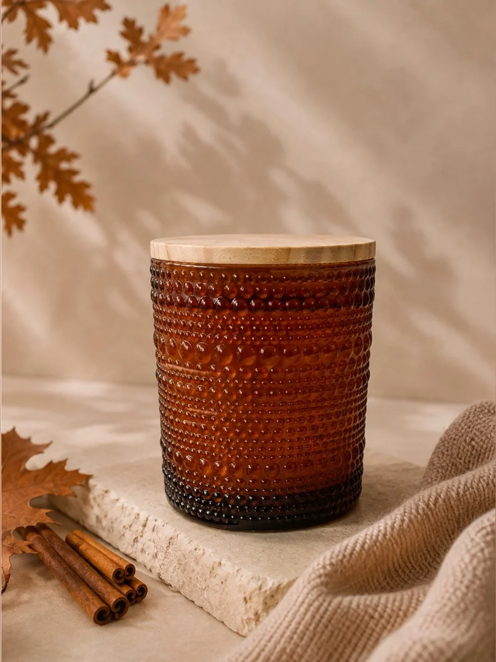 Barrel-Spiced Pumpkin Soy Candle | 12 oz Amber Glass Bourbon Oak Scent
